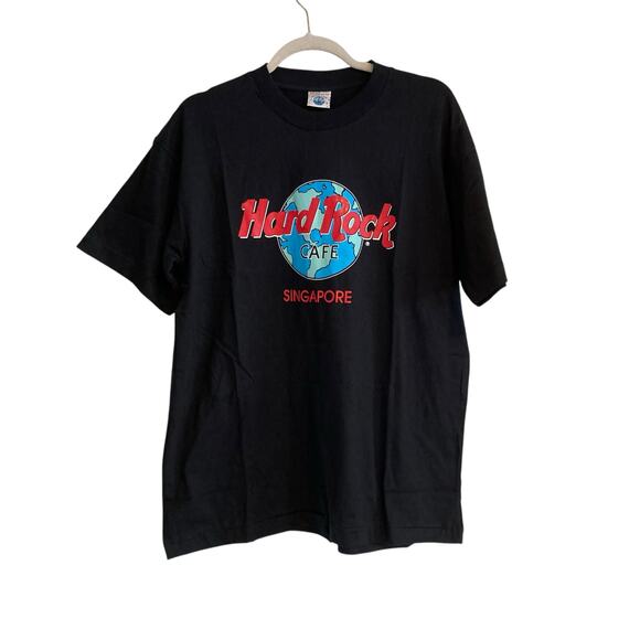 Vintage Other - Vintage 80s Black Red Hard Rock Cafe Logo Singapore Destination Shirt Sz Large